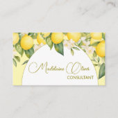 レモンフローラモダンシトラススタイリッシュQRコード金ゴールド 名刺 (正面)