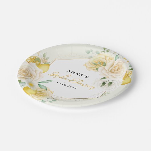 レモンフローラユーカリフローラブライダルシャワー ペーパープレート (アングル)