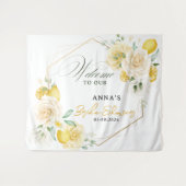 レモンフローラユーカリブライダルシャワー背景 タペストリー (正面(横))