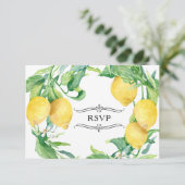 レモンフローラリースヴィンテージファームブルーホワイトタイル 出欠カード (スタンド正面)