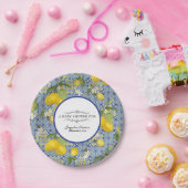 レモンフローラ柑橘類の葉ブルーホワイトベビーシャワー ペーパープレート (パーティー)