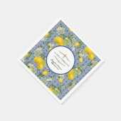 レモンフローラ柑橘類の葉1stコミューンブルー スタンダードカクテルナプキン (角)