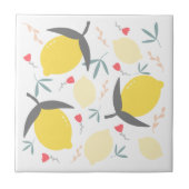 レモンフローラ植物赤い花離れのパターン タイル (正面)