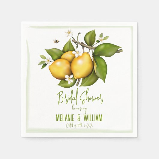 レモンフローラ植物 スタンダードカクテルナプキン (正面)