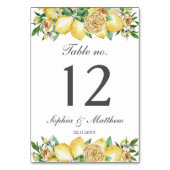 レモンフローラ結婚グリーンブライダルベビーシャワー テーブルナンバー (裏面)