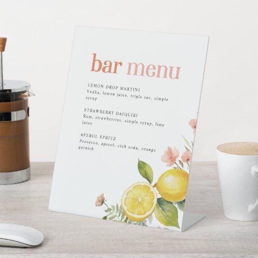 レモンフローラ | レトロピンクカクテルバーメニュー 台座サイン (インサイチュ)