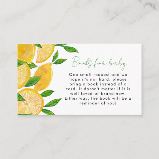レモンブックスベビーベビーシャワー エンクロージャーカード (正面)