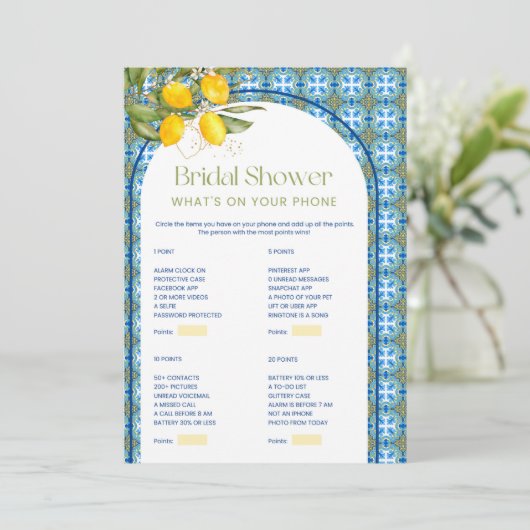レモンブライダルシャワーあなたの携帯のゲームカードの何 招待状 (スタンド正面)