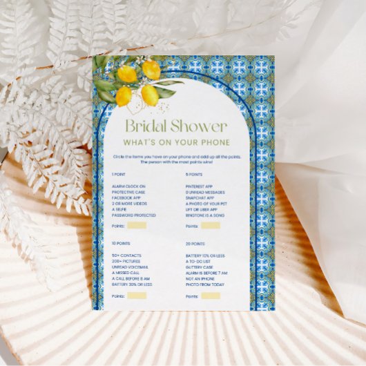 レモンブライダルシャワーあなたの携帯のゲームカードの何 招待状