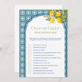 レモンブライダルシャワーの上または下のゲームカード 招待状 (正面/裏面)