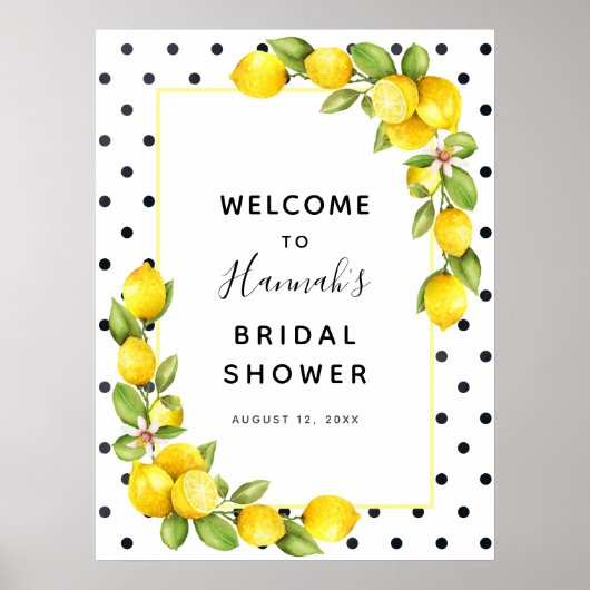 レモンブライダルシャワーウェルカムサイン ポスター (正面)