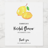 レモンブライダルシャワーエレガントシックハンドレタリング ワインラベル (シングルラベル)