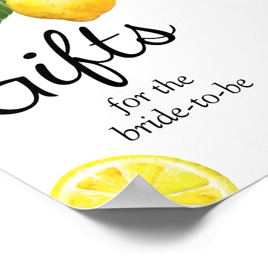 レモンブライダルシャワーギフトサイン ポスター (角)
