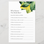 レモンブライダルシャワーゲームズ知ってる花嫁 チラシ (正面)