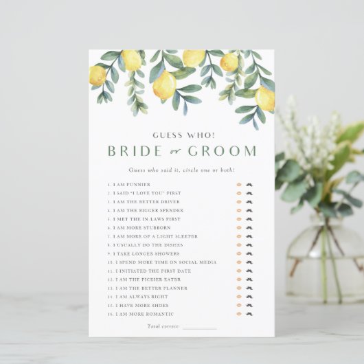 レモンブライダルシャワーゲーム彼は彼女が言った (スタンド正面)