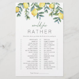 レモンブライダルシャワーゲーム彼女はむしろ