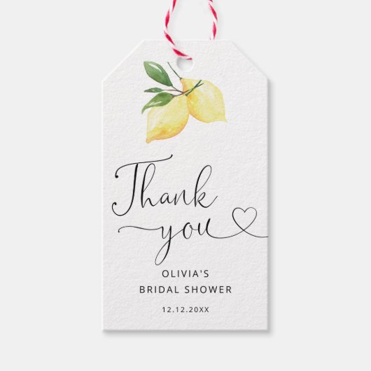 レモンブライダルシャワーサンキューメッセージカード ギフトタグ (正面)