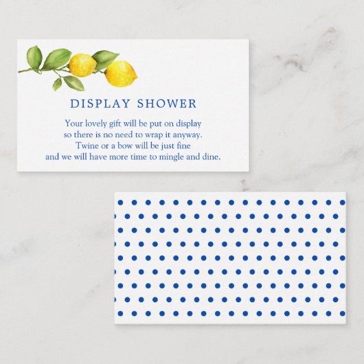 レモンブライダルシャワーディスプレイシャワー エンクロージャーカード (正面/裏面)