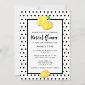 レモンブライダルシャワーバーチャルオンライン水玉模様 招待状 (正面)