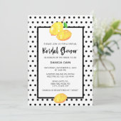 レモンブライダルシャワーバーチャルオンライン水玉模様 招待状 (スタンド正面)