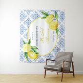 レモンブライダルシャワーブルータイルイタリアン背景 タペストリー (インサイチュ)