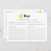 レモンブライダルシャワーレシピカーエレガントド エンクロージャーカード (正面/裏面)