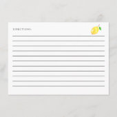 レモンブライダルシャワーレシピカードメインスクイーズ エンクロージャーカード (裏面)