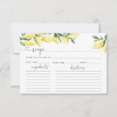 レモンブライダルシャワーレシピカード (正面)