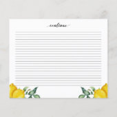 レモンブライダルシャワーレシピカード (裏面)