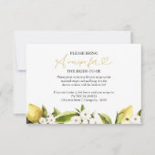 レモンブライダルシャワーレシピリクエスト 招待状 (正面)