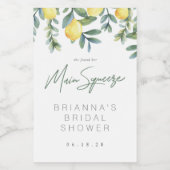 レモンブライダルシャワーワインラベル、メイン絞り ワインラベル (シングルラベル)