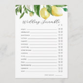 レモンブライダルシャワーワードスクランブルゲームカード 招待状 (正面)