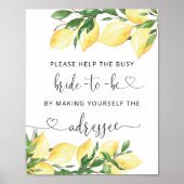 レモンブライダルシャワー住所と封筒 ポスター (正面)