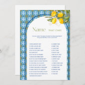 レモンブライダルシャワー名ザケーキゲームカード 招待状 (正面/裏面)