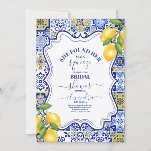 レモンブライダルシャワー彼女は彼女のメインの絞りを見つけた 招待状 (正面)