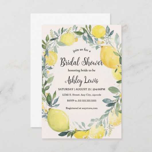 レモンブライダルシャワー招待レモンシャワー 招待状 (正面/裏面)
