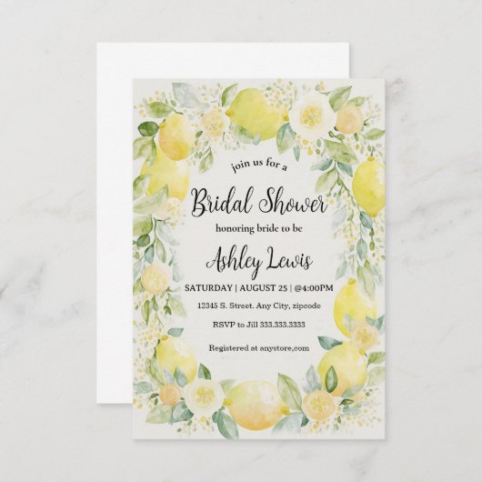 レモンブライダルシャワー招待状レモンのシャワー 招待状 (正面/裏面)