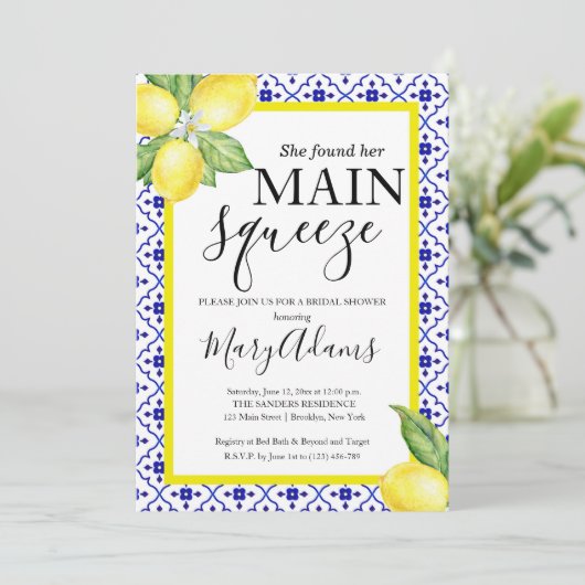 レモンブライダルシャワー招待青瓦イタリアン 招待状 (スタンド正面)