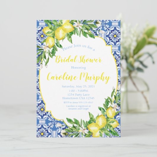 レモンブライダルシャワー招待青瓦イタリアン 招待状 (スタンド正面)