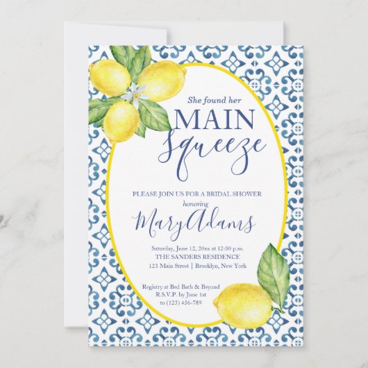 レモンブライダルシャワー招待青瓦イタリアン 招待状 (正面)