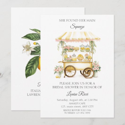 レモンブライダルシャワー招待 招待状 (正面/裏面)