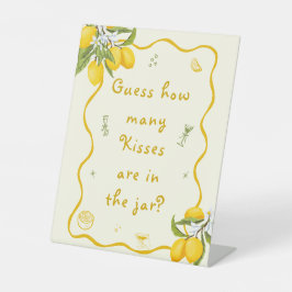 レモンブライダルシャワー推測瓶の中のキス数 台座サイン