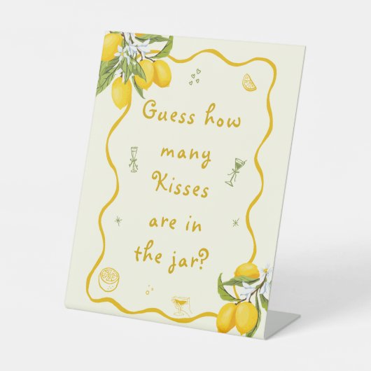 レモンブライダルシャワー推測瓶の中のキス数 台座サイン (正面)