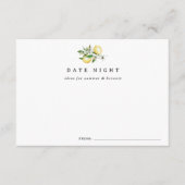 レモンブライダルシャワー結婚のデイトナイトアイディアカード エンクロージャーカード (正面)