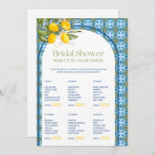 レモンブライダルシャワー財布のゲームカードの中身 招待状 (正面/裏面)