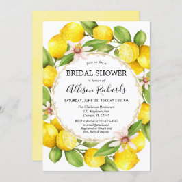 レモンブライダルシャワー、レモンの緑の水色 招待状