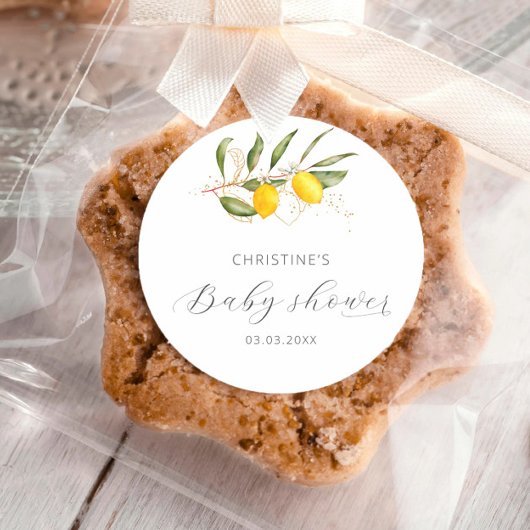 レモンブライトウォーター色柑橘類フローラベビーシャワー ラウンドシール