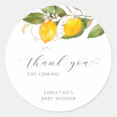 レモンブライト柑橘類フローラベビーシャワーありがとう ラウンドシール (正面)