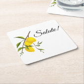 レモンブランチデザインと敬礼！ スクエアペーパーコースター (アングル)