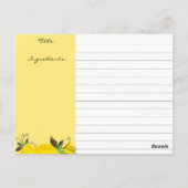 レモンブランチベーキング料理クックブックレシピカード ポストカード (裏面)